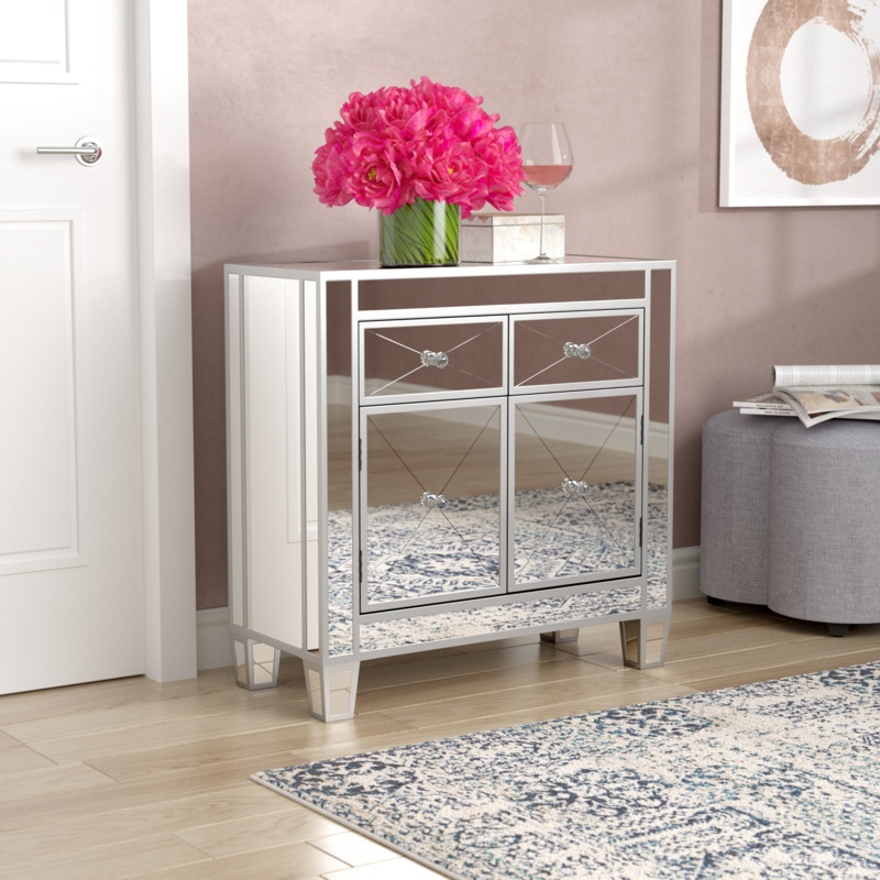 Sagaponack 27.95'' Tall 2 - Door Mirrored Accent Cabinet