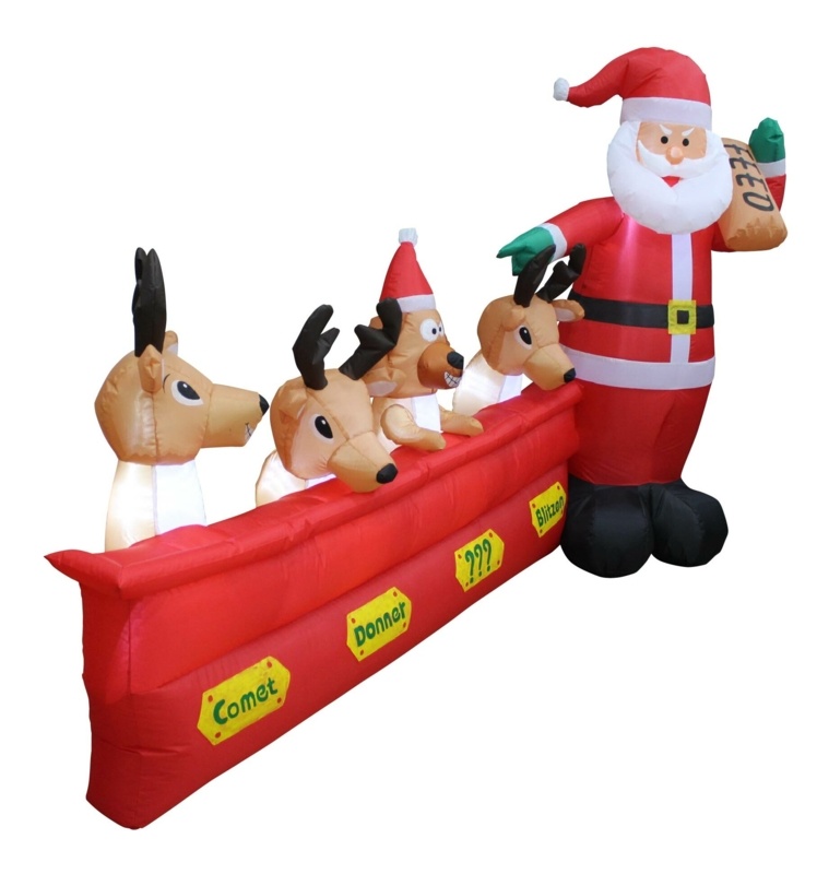 Santa and His Reindeer Inflatable