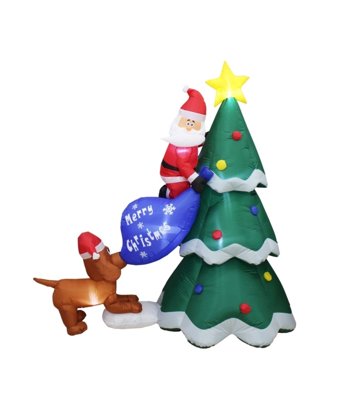 Santa Claus Climbing on Christmas Tree Decoration Inflatable