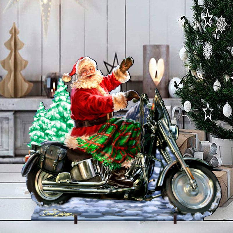 Santa Motorcycle Rider Home and Outdoor Decor Lawn Art/Figurine