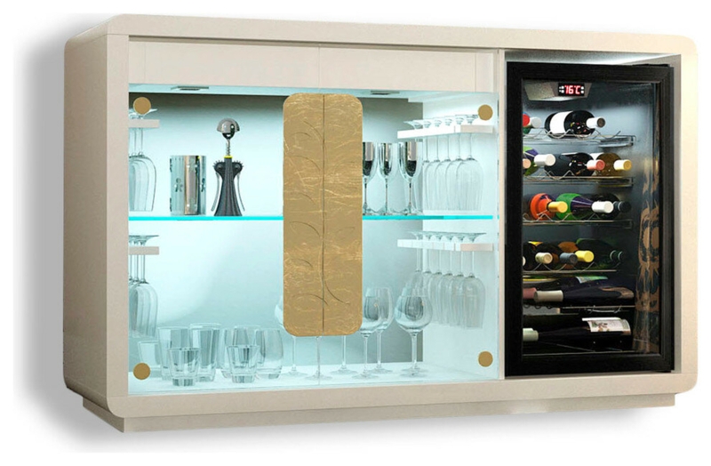 Elegant Bar Cabinet with Record Storage