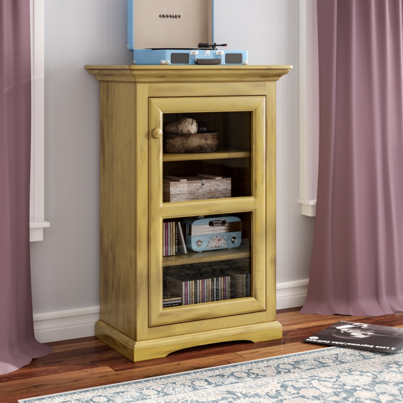 Audio Stand with Glass Door and Shelves