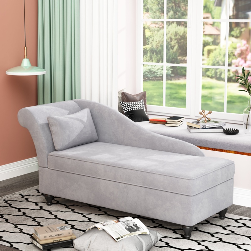 Schaefer Left Rolled Arm Chaise Lounge with Storage