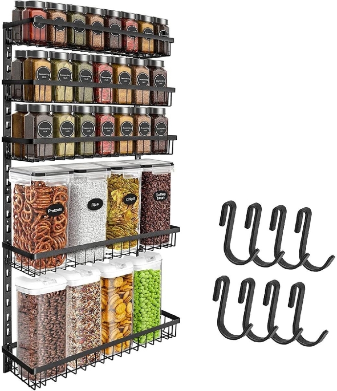 Large Adjustable 5-Tier Wall Mount Spice Rack