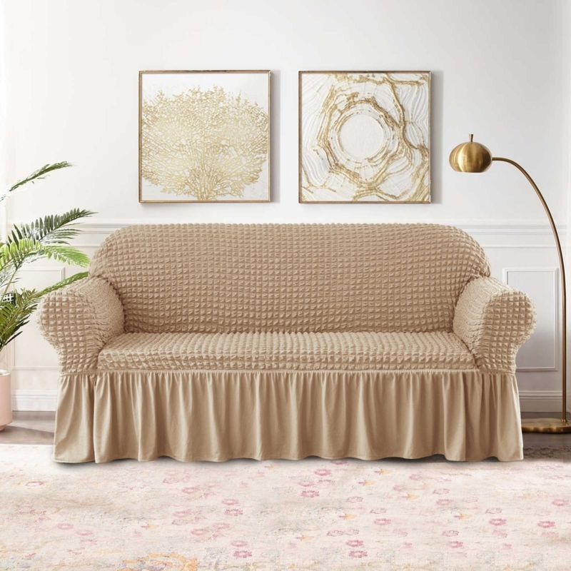 3-Seat Sofa Slipcover with Ruffle Skirt