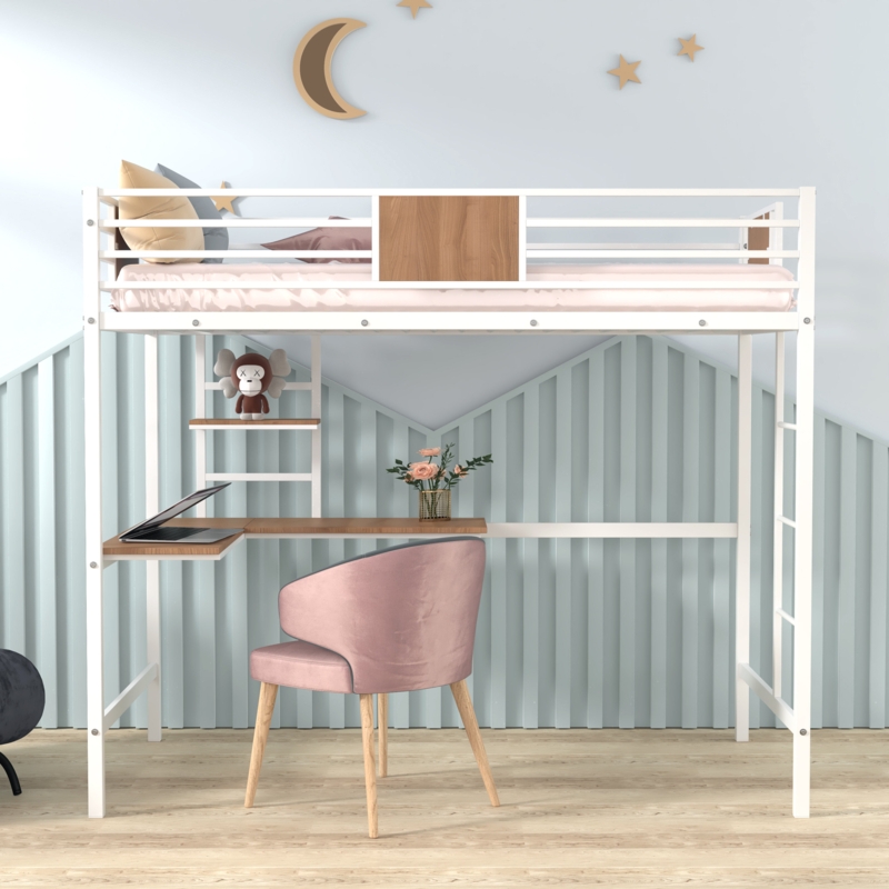 Industrial Ladder Bookshelf with Desk