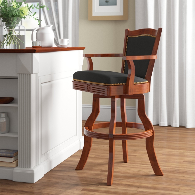 Swivel Bar Stool with Vintage Leather Seat