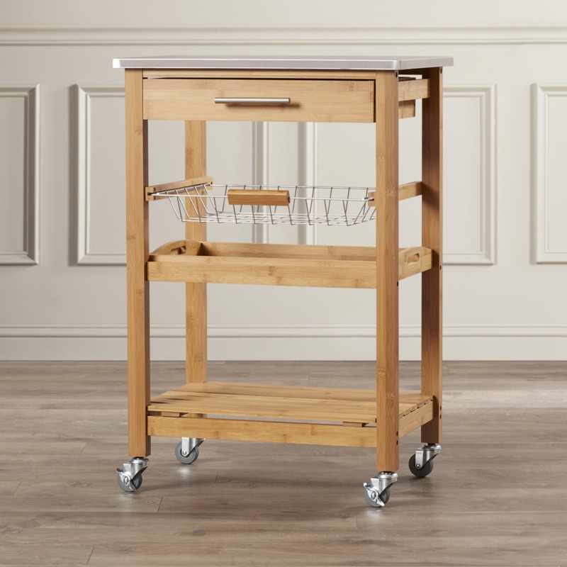 Servin 22.75'' Wide Rolling Kitchen Cart with Stainless Steel Top