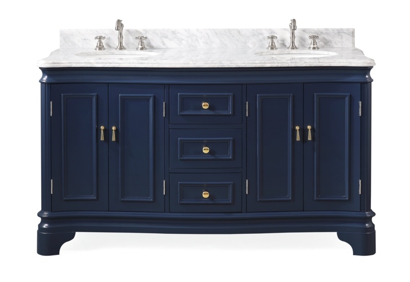 Sesto 60'' Free-standing Double Bathroom Vanity with Carrara Marble Vanity Top