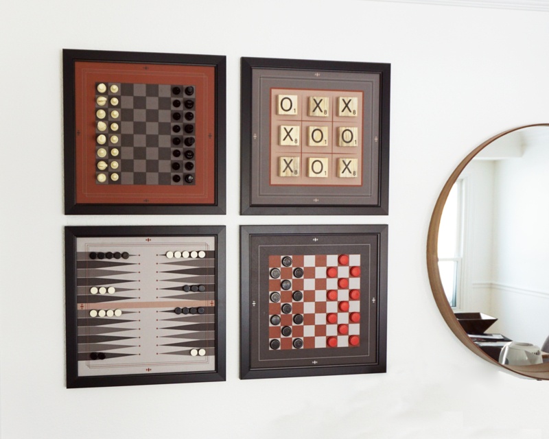 Set Of 4 Magnetic Canvas Games: Chess, Backgammon, Checkers, Tic Tac Toe: Modern