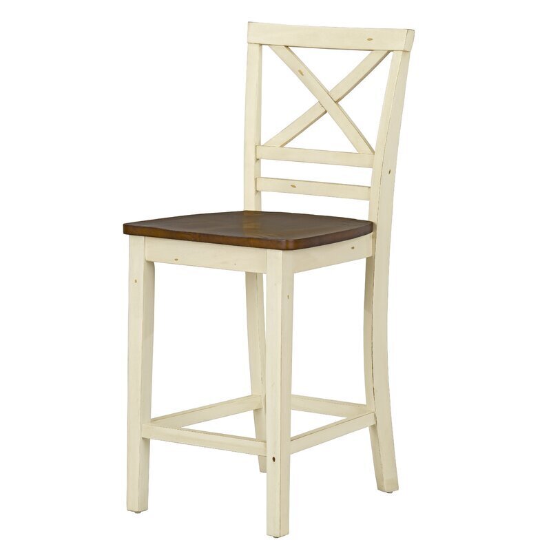 Set Of Two Wooden Bar Stool With Backs 