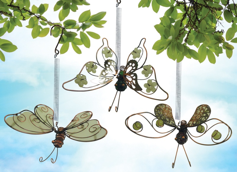 Severine Butterfiles Glow in the Dark Bouncy 3 Piece Garden Stake Set