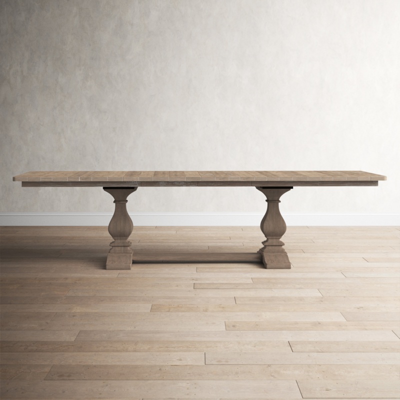 Sherer Extendable Pine Solid Wood Trestle Dining Table