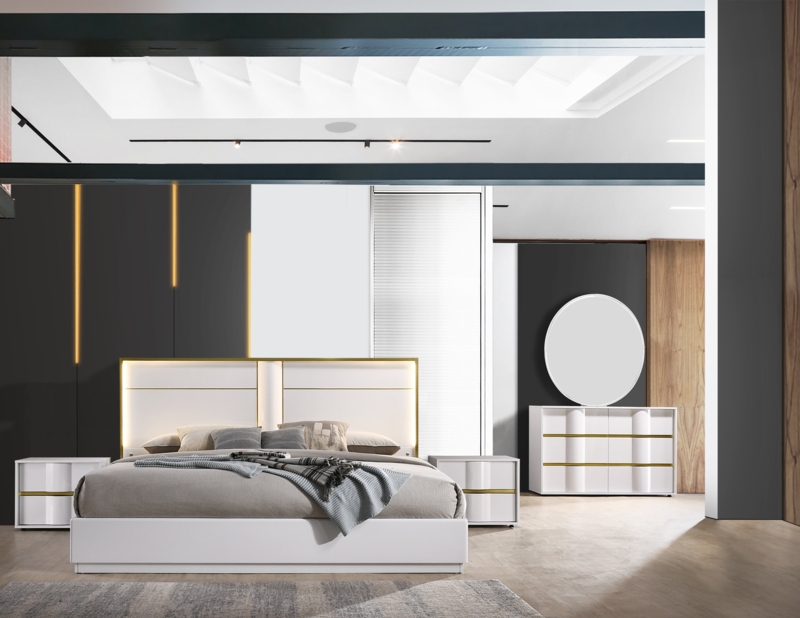 LED Light Low Profile Bedroom Set