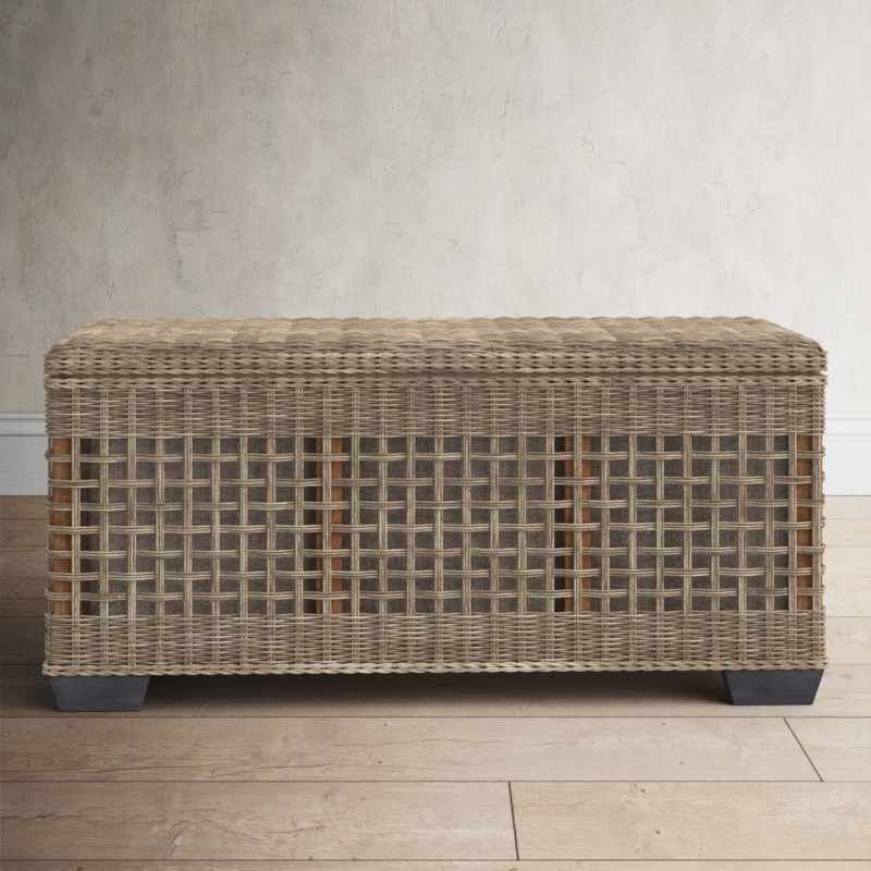 Handwoven Rattan Storage Bench
