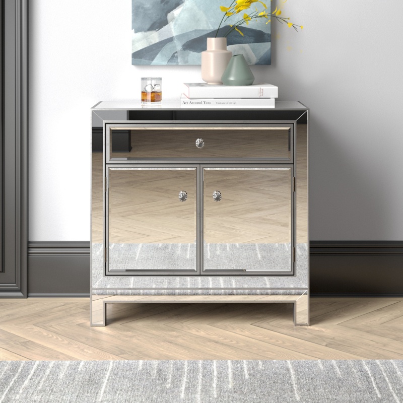 Sigmund 28.5'' Tall 2 - Door Mirrored Accent Cabinet