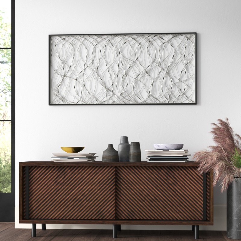 Silver Metal Infinity Abstract Rectangular Wall Decor