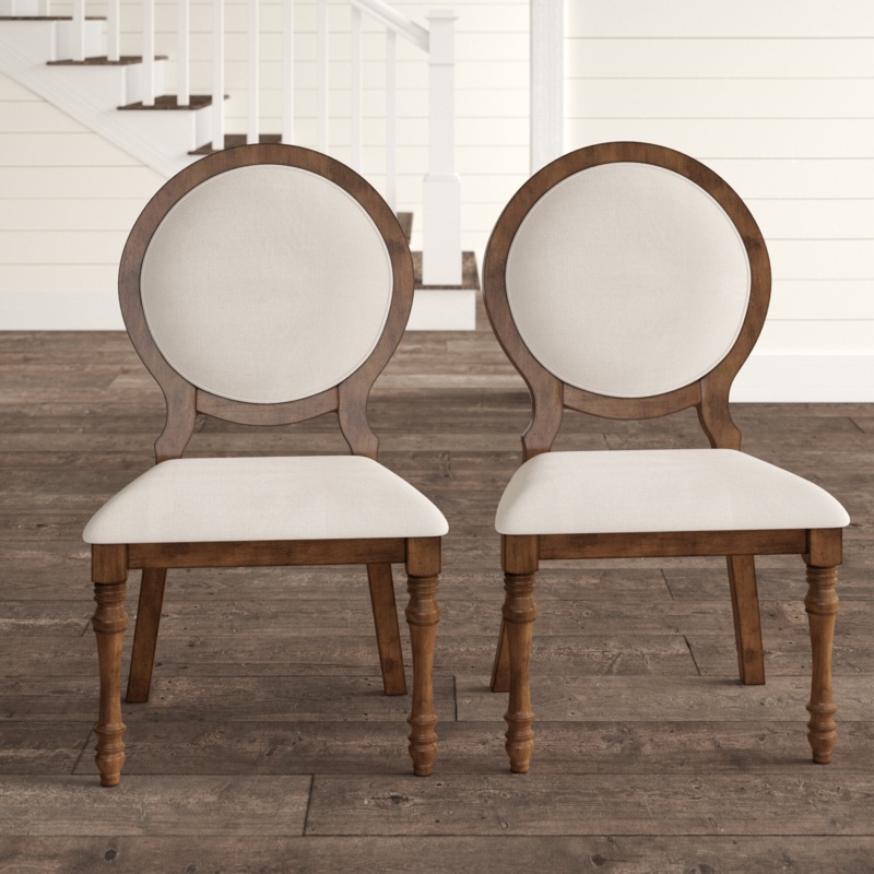 Simons Oatmeal King Louis Back Side Chair in Oatmeal/Birch Gray