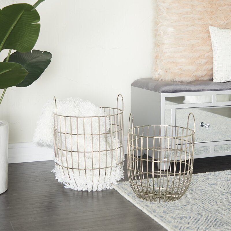 Simple and plain decorative metal basket