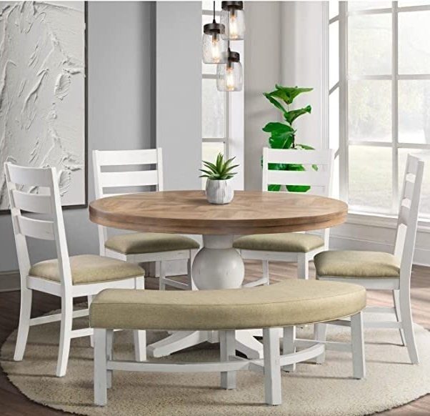Simple Curved Dining Bench for Round Table