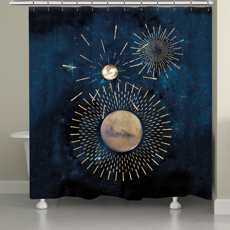 Celestial Shower Curtain with Star Gazing Design
