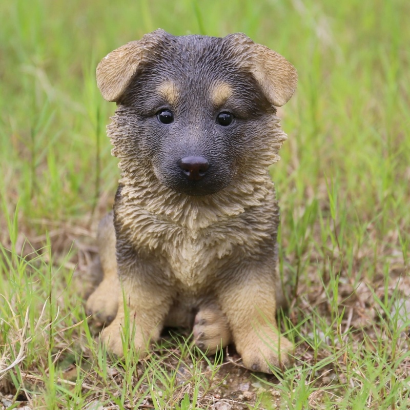 Sitting German Shepherd Puppy Statue