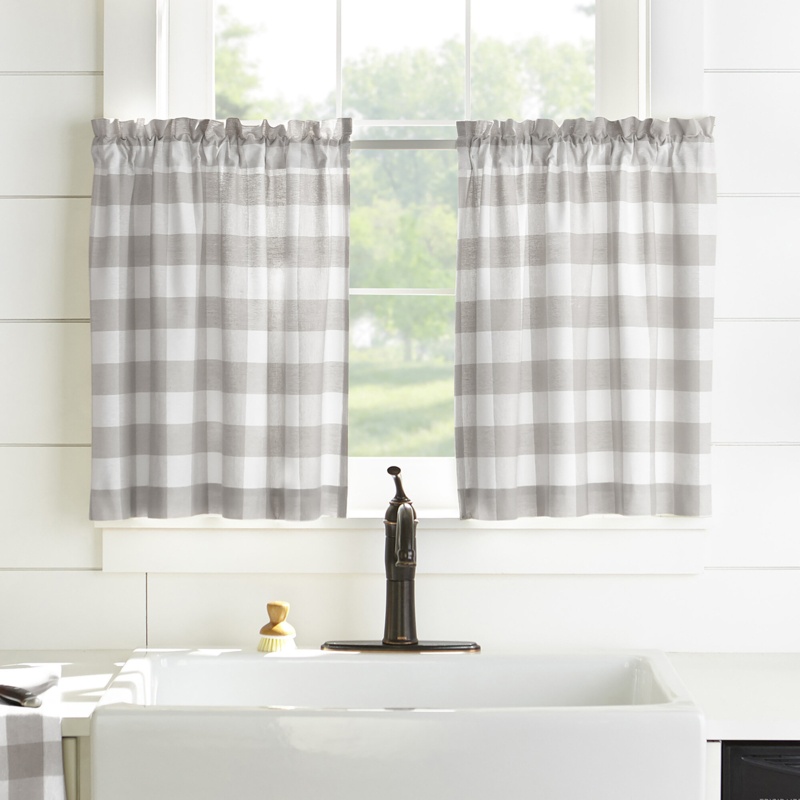 Skookum Striped Cotton Tailored 30'' Cafe Curtain