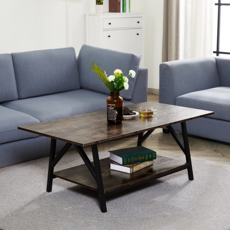 Industrial Vintage Coffee Table with Shelf