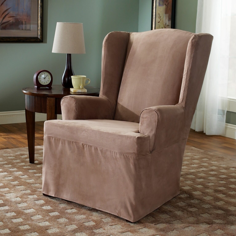 Soft Suede Wing Chair Slipcover