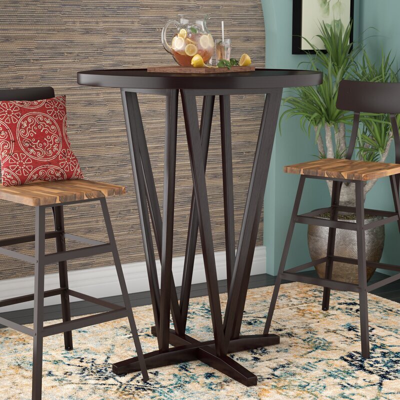 Solid and MDF wood round high top table