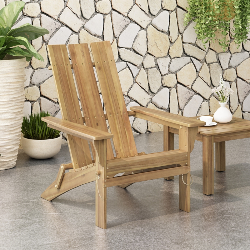 Folding Acacia Wood Adirondack Chair