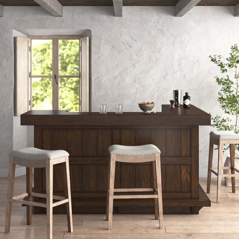 Solid Wood L Shape Bar 