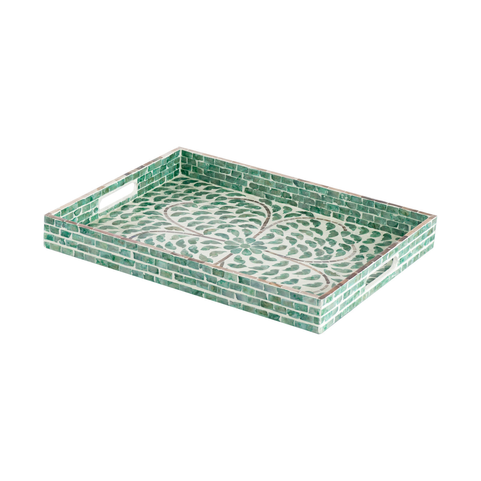 Solid wood tray on ottoman