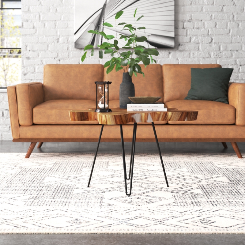 Rustic Teak Coffee Table with Hairpin Legs