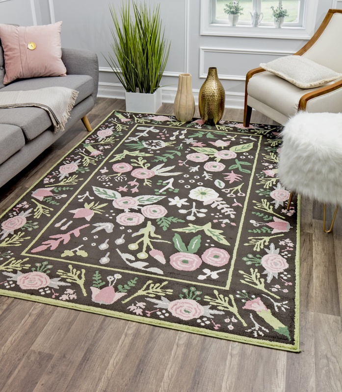 Southworth Machine Woven / Power Loomed Performance Pink/Black/Green Rug