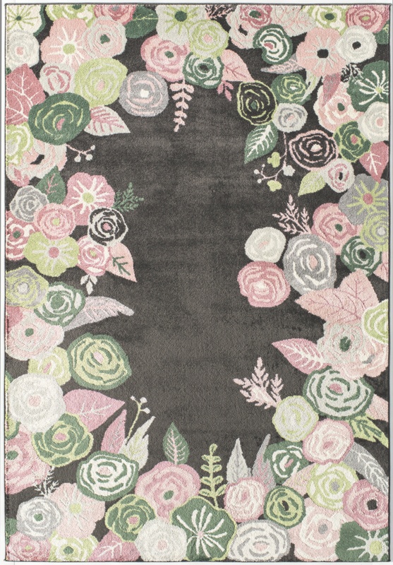Sowa Machine Woven / Power Loomed Performance Black/Pink/Green Rug