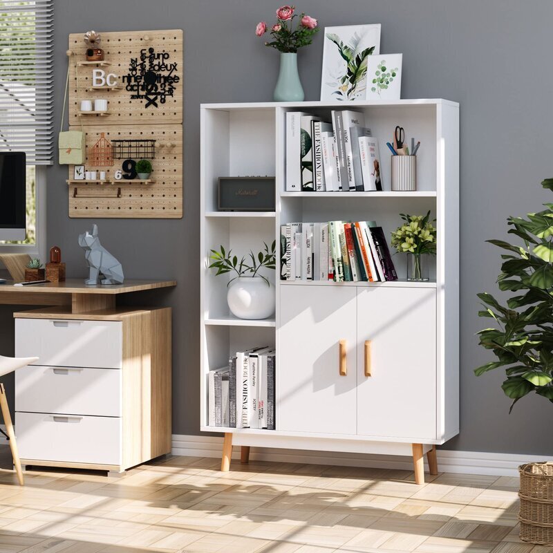 Spacious and wide bookshelves with doors