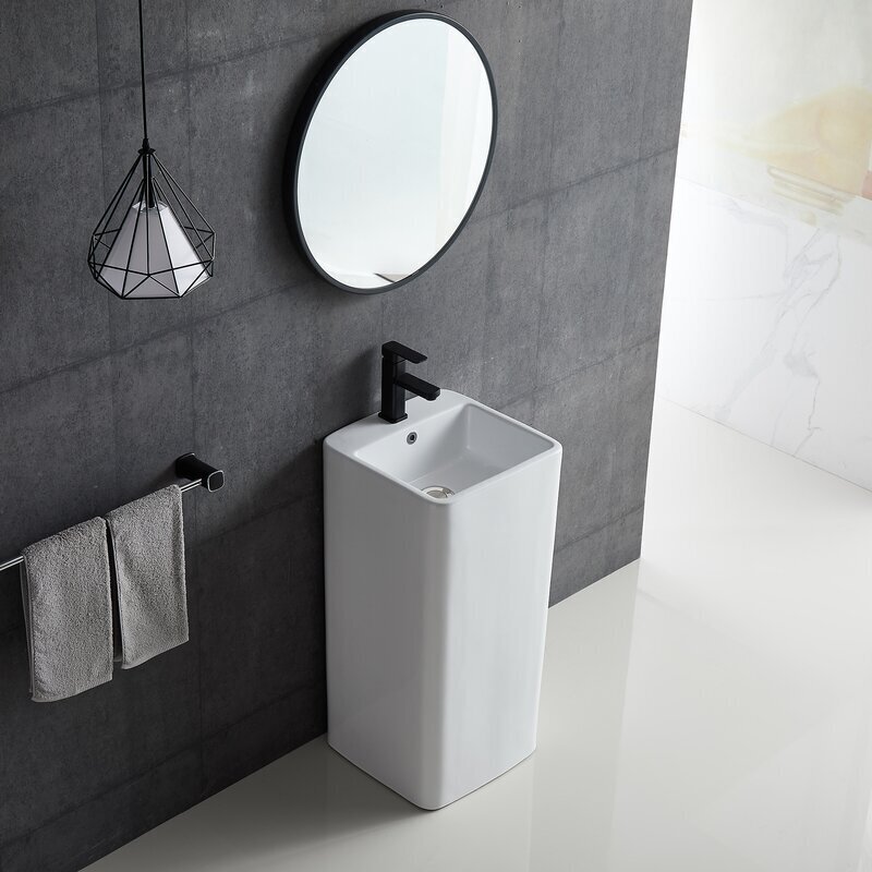Square Ceramic Small Pedestal Sink