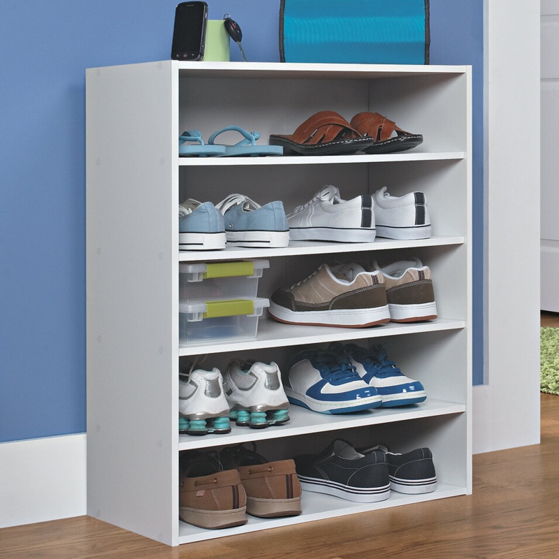 Stackable Organizers 10 Pairs White Manufactured Wood Shoe Rack