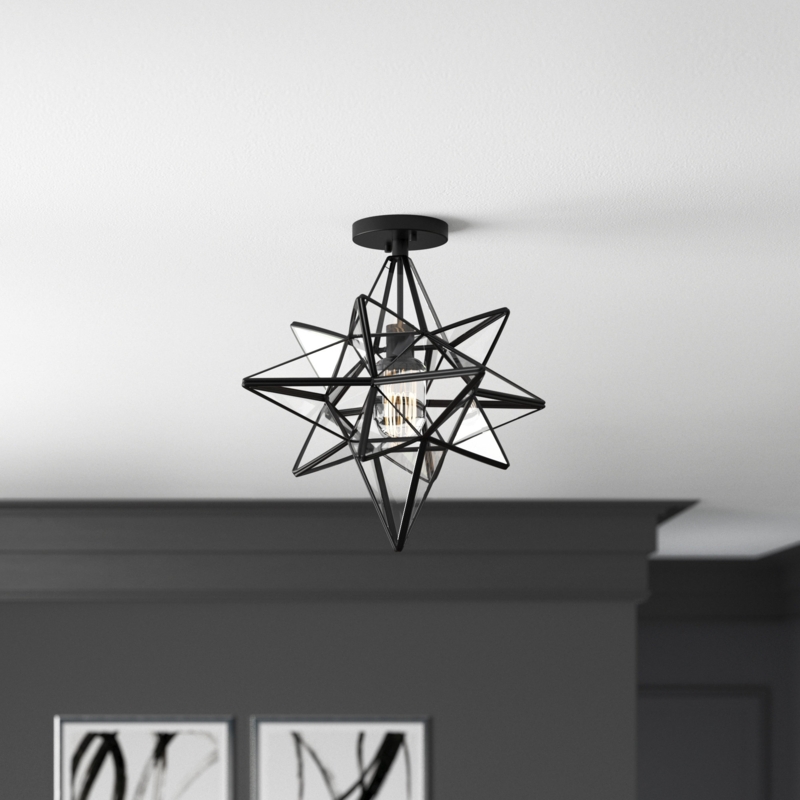 Star-Shaped 1-Light Semi-Flush Mount