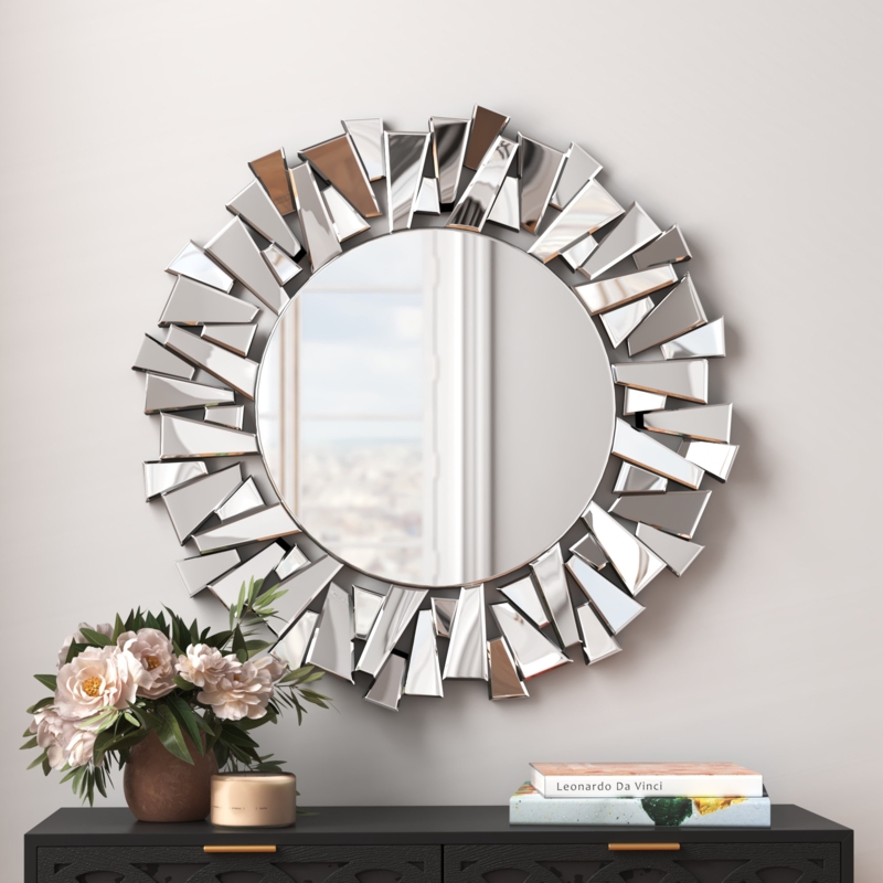 Sunburst Accent Mirror with Mirrored Triangular Pieces