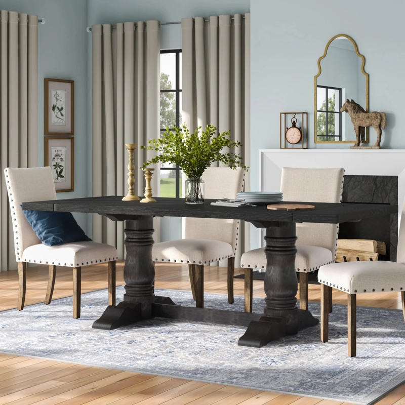Traditional Rectangular Dining Table with Trestle Base
