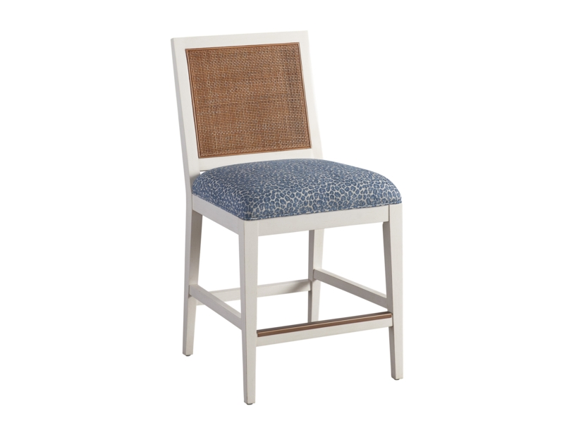 Linen White Woven Cane Back Stool