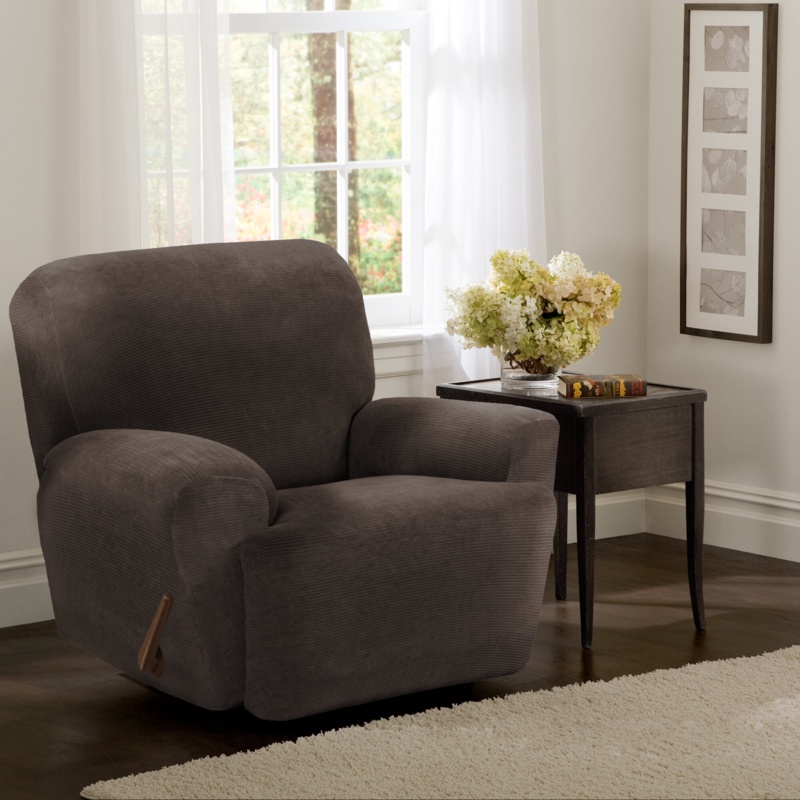 Striped Stretch T-Cushion Recliner Slipcover