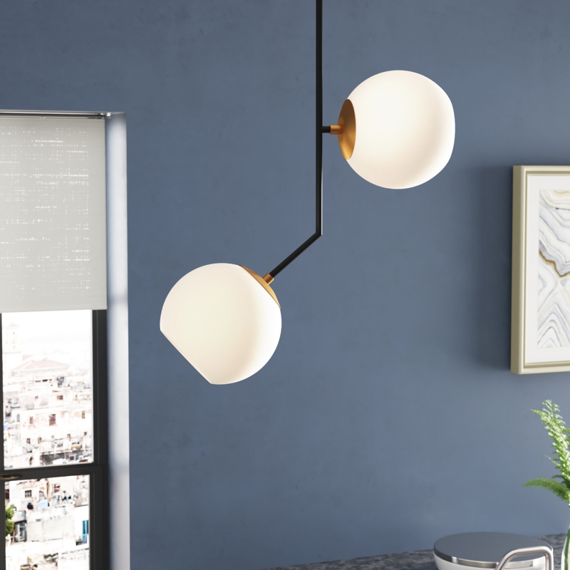 2-Light Cluster Pendant with Glass Globe Shades