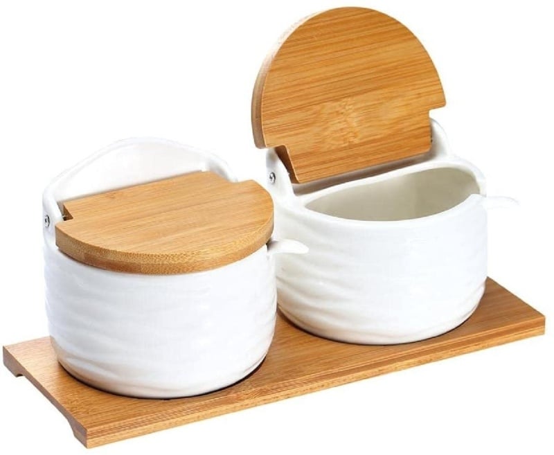 Sugar Bowl 2 Jar Spice Jar & Rack Set