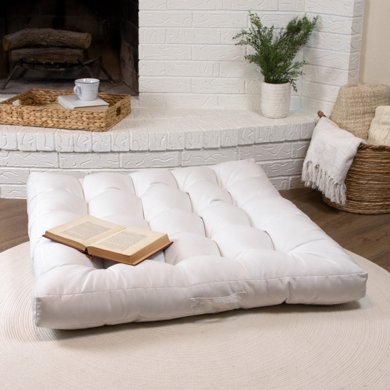 Black Tufted Indoor Floor Pillow