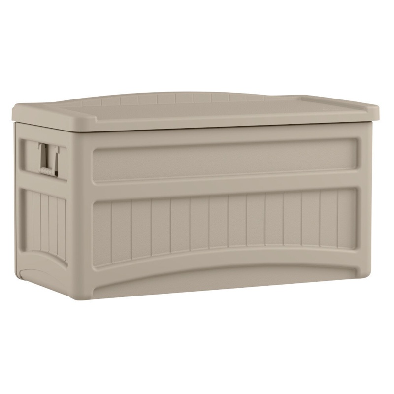 Suncast 73 Gallons Gallon Water Resistant Deck Box with Wheels in Light Taupe