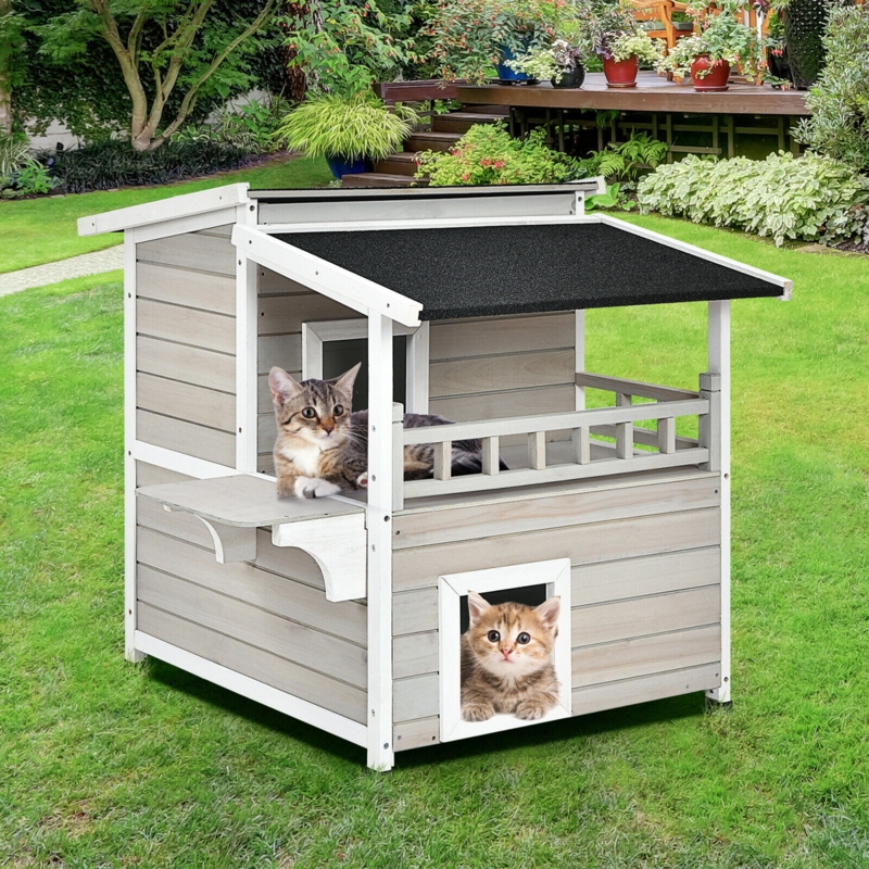 Cozy Cat House with Balcony and Jump Platform