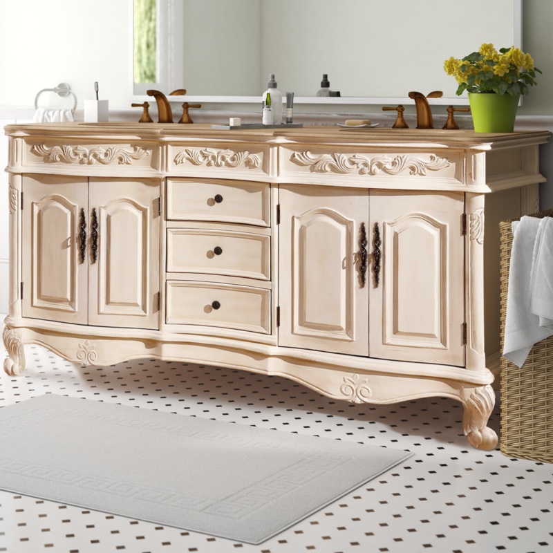 Svetlana 72'' Free-standing Double Bathroom Vanity with Stone Vanity Top